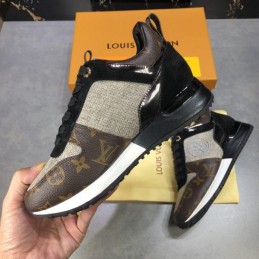 Replica Louis Vuitton Brown Monogram Black Run Away Sneakers