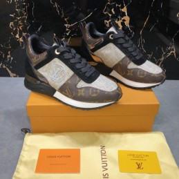 Replica Louis Vuitton Brown Monogram Black Run Away Sneakers