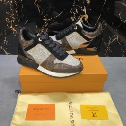 Replica Louis Vuitton Brown Monogram Black Run Away Sneakers