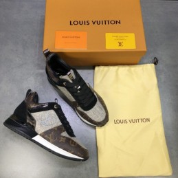 Replica Louis Vuitton Brown Monogram Black Run Away Sneakers