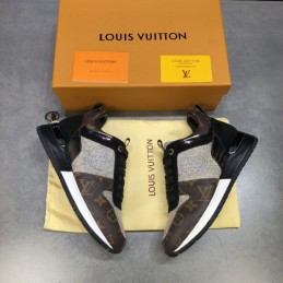 Replica Louis Vuitton Brown Monogram Black Run Away Sneakers