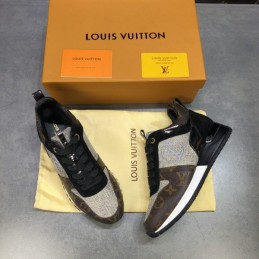 Replica Louis Vuitton Brown Monogram Black Run Away Sneakers