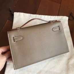 Replica Hermes Taupe Kelly Pochette Gold Hardware Bag