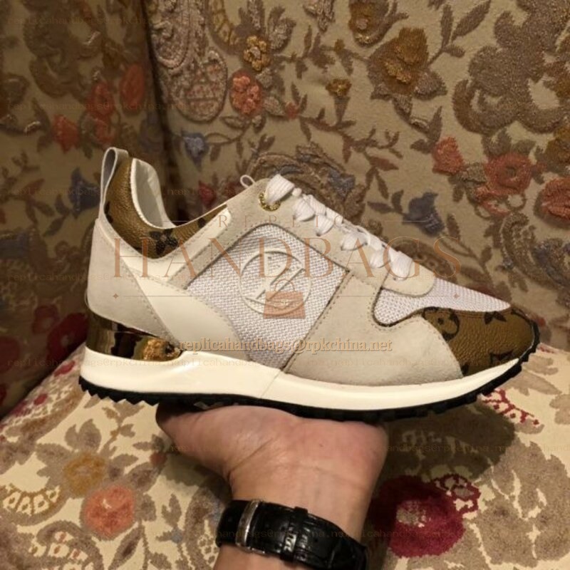 Replica Louis Vuitton White Brown Run Away Sneakers