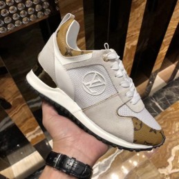 Replica Louis Vuitton White Brown Run Away Sneakers