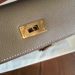 Replica Hermes Taupe Kelly Pochette Gold Hardware Bag