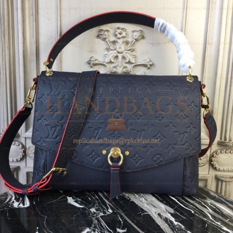 Replica Louis Vuitton Navy Blue Embossed Monogram Blanche MM