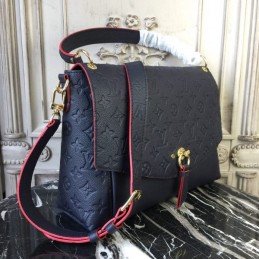 Replica Louis Vuitton Navy Blue Embossed Monogram Blanche MM