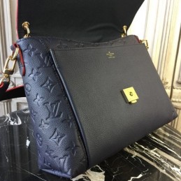 Replica Louis Vuitton Navy Blue Embossed Monogram Blanche MM