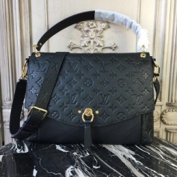 Replica Louis Vuitton Black Embossed Monogram Blanche MM