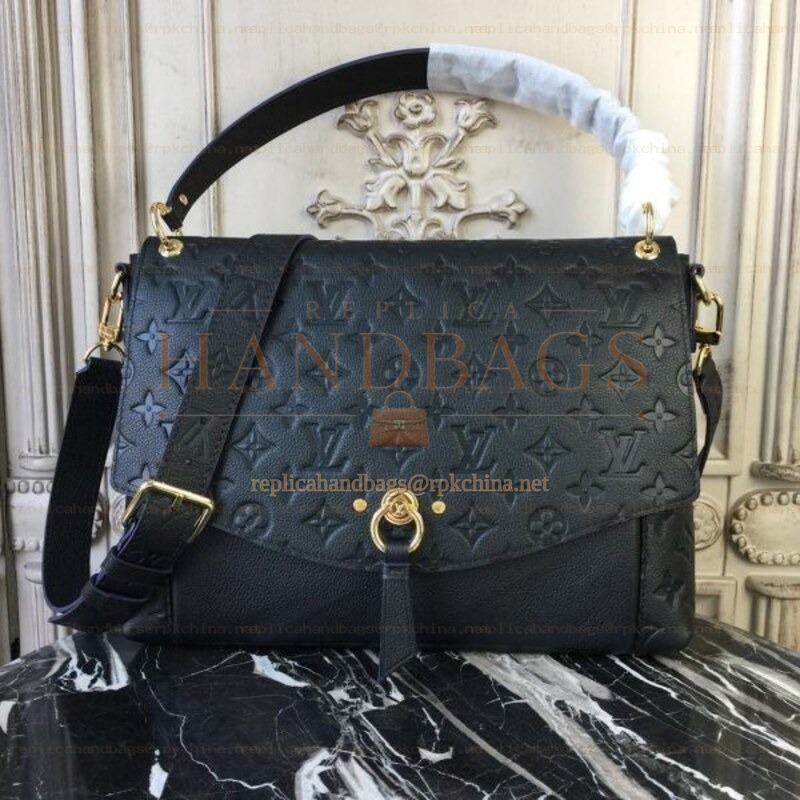 Replica Louis Vuitton Black Embossed Monogram Blanche MM