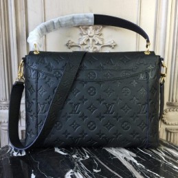 Replica Louis Vuitton Black Embossed Monogram Blanche MM