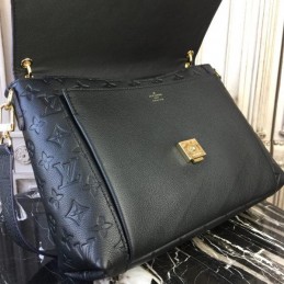 Replica Louis Vuitton Black Embossed Monogram Blanche MM