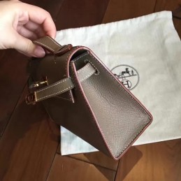 Replica Hermes Taupe Kelly Pochette Gold Hardware Bag