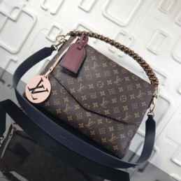 Replica Louis Vuitton Brown Monogram Burgundy Trim Beaubourg