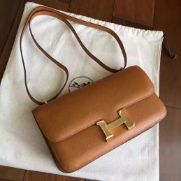 Replica Hermes Tan Constance Elan Gold Hardware Bag