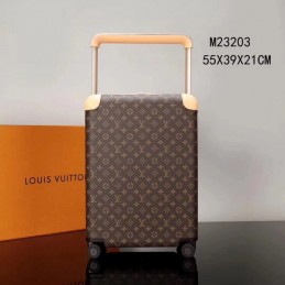 Replica Louis Vuitton Brown Monogram Orange Handle Horizon 55 Rolling Luggage