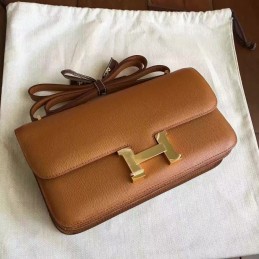 Replica Hermes Tan Constance Elan Gold Hardware Bag