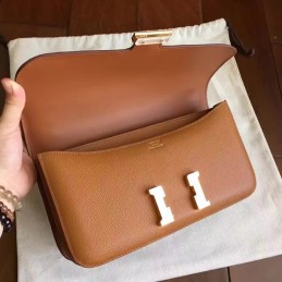 Replica Hermes Tan Constance Elan Gold Hardware Bag