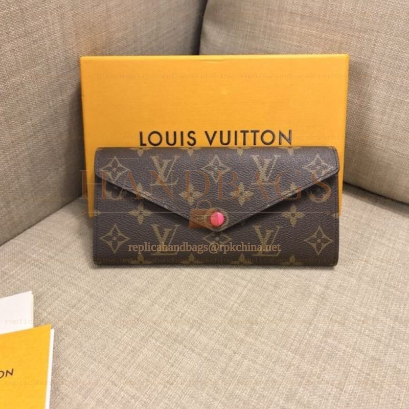 Replica Louis Vuitton Brown Monogram Fuchsia Snap Josephine Wallet