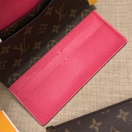 Replica Louis Vuitton Brown Monogram Fuchsia Snap Josephine Wallet