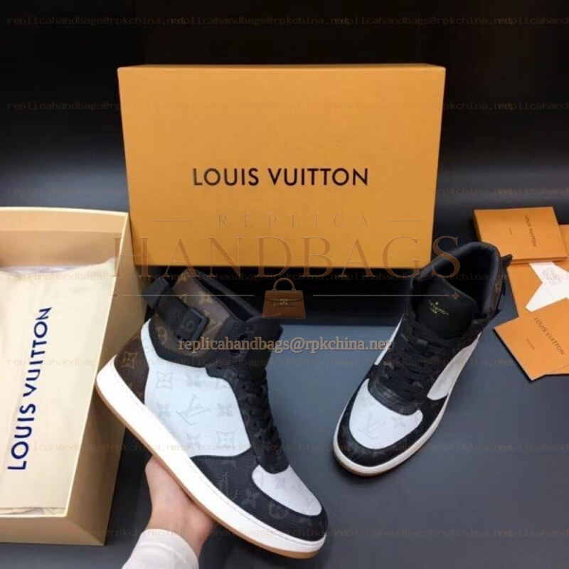 Replica Louis Vuitton Black White Rivoli High Top Sneakers