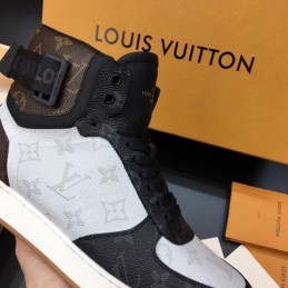 Replica Louis Vuitton Black White Rivoli High Top Sneakers