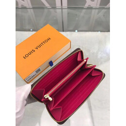Replica Louis Vuitton Brown Monogram Fuchsia Interior Zippy Wallet