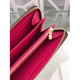 Replica Louis Vuitton Brown Monogram Fuchsia Interior Zippy Wallet