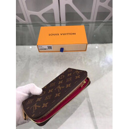 Replica Louis Vuitton Brown Monogram Fuchsia Interior Zippy Wallet