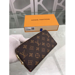 Replica Louis Vuitton Brown Monogram Fuchsia Interior Zippy Wallet