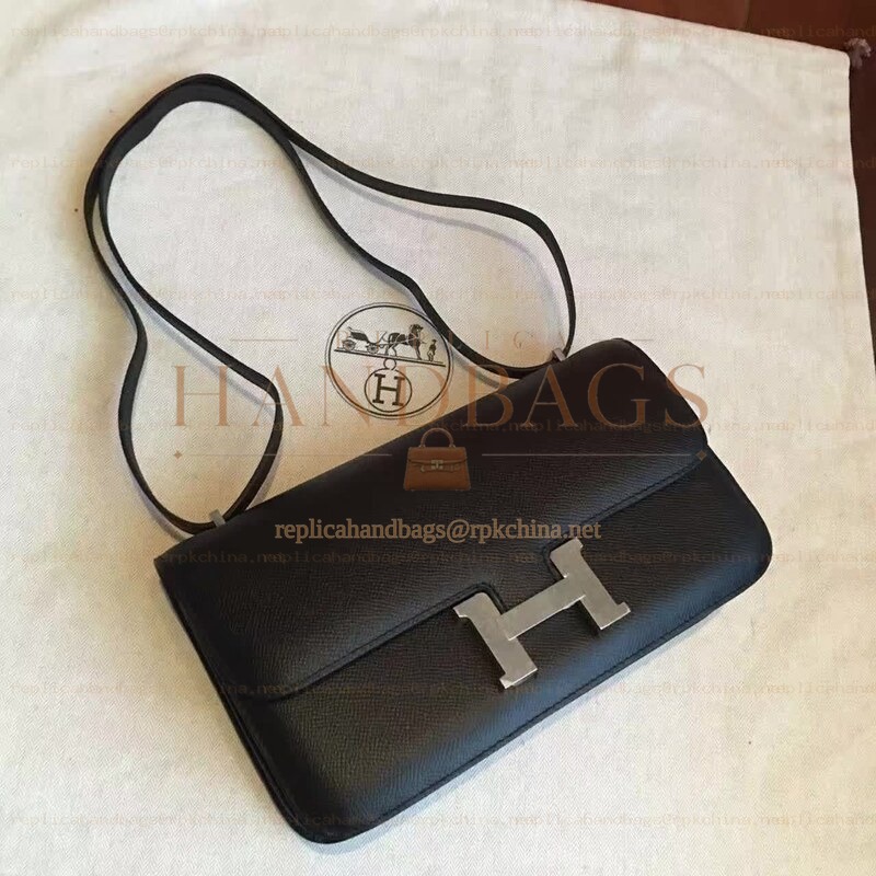 Replica Hermes Black Constance Elan Palladium Hardware Bag