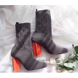 Replica Louis Vuitton Gray Red Heel Silhouette Ankle Boots