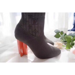 Replica Louis Vuitton Gray Red Heel Silhouette Ankle Boots