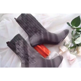 Replica Louis Vuitton Gray Red Heel Silhouette Ankle Boots