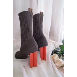 Replica Louis Vuitton Gray Red Heel Silhouette Ankle Boots