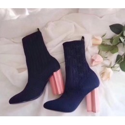 Replica Louis Vuitton Navy Pink Heel Silhouette Ankle Boots