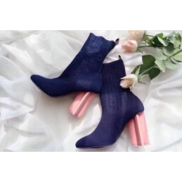 Replica Louis Vuitton Navy Pink Heel Silhouette Ankle Boots