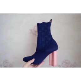 Replica Louis Vuitton Navy Pink Heel Silhouette Ankle Boots