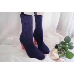 Replica Louis Vuitton Navy Pink Heel Silhouette Ankle Boots