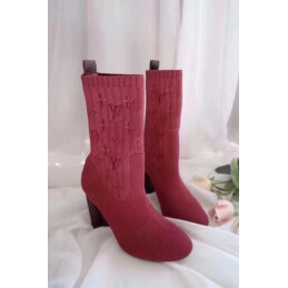 Replica Louis Vuitton Burgundy Pink Heel Silhouette Ankle Boots