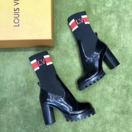 Replica Louis Vuitton Black Striped LVXLOL Star Trail Ankle Boots