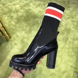 Replica Louis Vuitton Black Striped LVXLOL Star Trail Ankle Boots