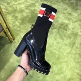 Replica Louis Vuitton Black Striped LVXLOL Star Trail Ankle Boots