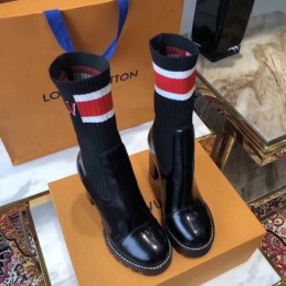Replica Louis Vuitton Black Striped LVXLOL Star Trail Ankle Boots