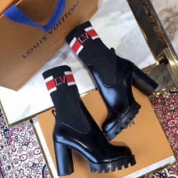 Replica Louis Vuitton Black Striped LVXLOL Star Trail Ankle Boots