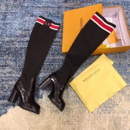 Replica Louis Vuitton Black LVXLOL Star Trail Knee-High Boots