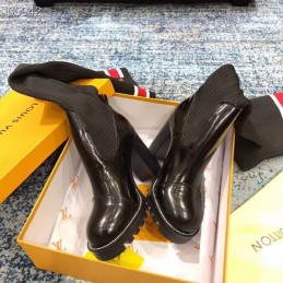 Replica Louis Vuitton Black LVXLOL Star Trail Knee-High Boots