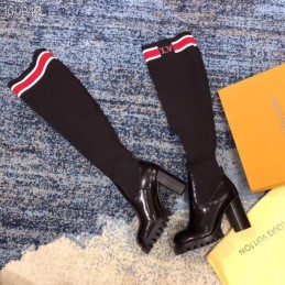 Replica Louis Vuitton Black LVXLOL Star Trail Knee-High Boots