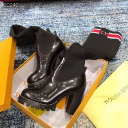 Replica Louis Vuitton Black LVXLOL Star Trail Knee-High Boots